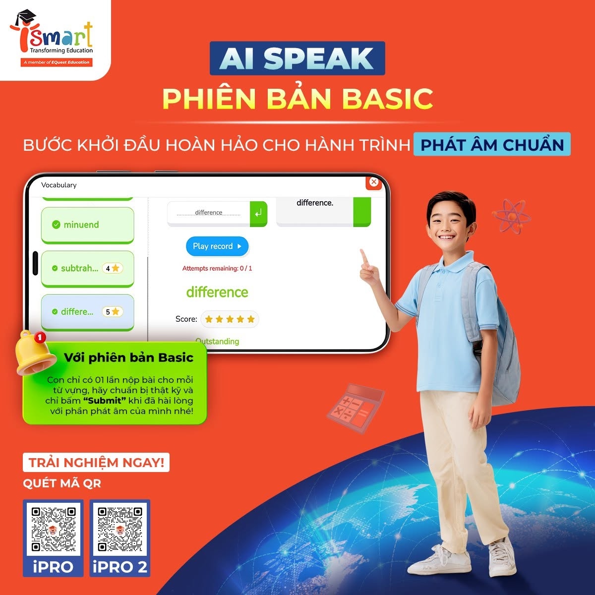 AI Speak được tích hợp trực tiếp vào nội dung học tiếng Anh của iSMART